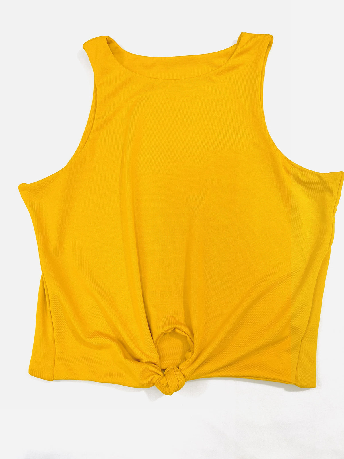 Samuga Style Women's 2-Piece Activewear Set - High-Neck Tie-Front Yellow Crop Top & Armor Emblem Biker Shorts