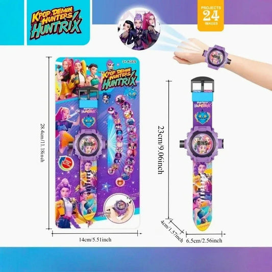 K-Pop Demon Hunters Huntrix Purple LED Projection Watch for Kids