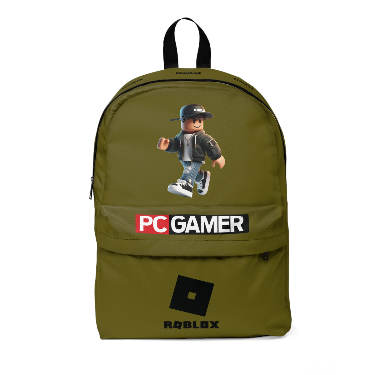 Roblox PC Gamer Backpack — Deep Olive Gaming School Bag
