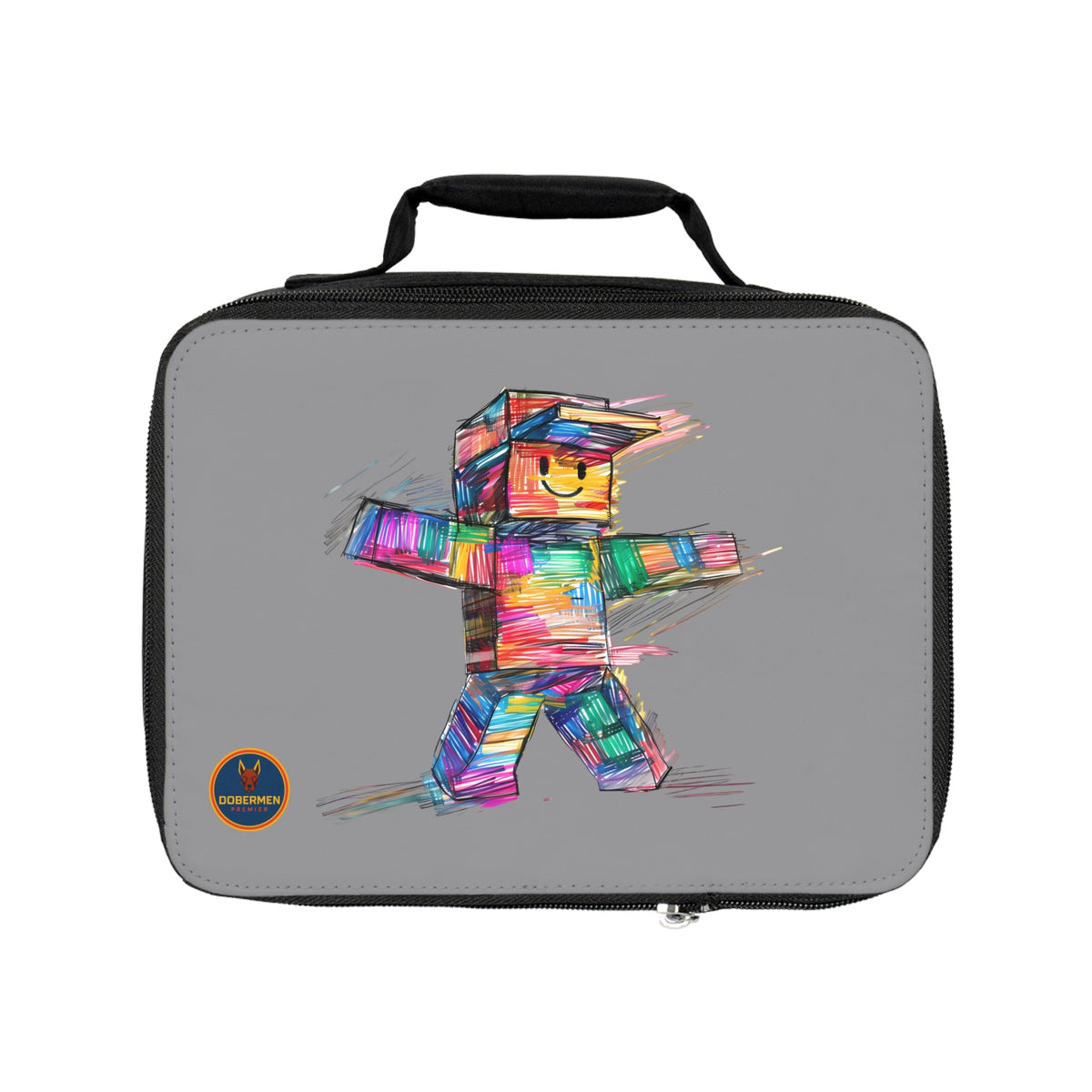 Grey Roblox Insulated Lunch Bag for Kids and Gamers