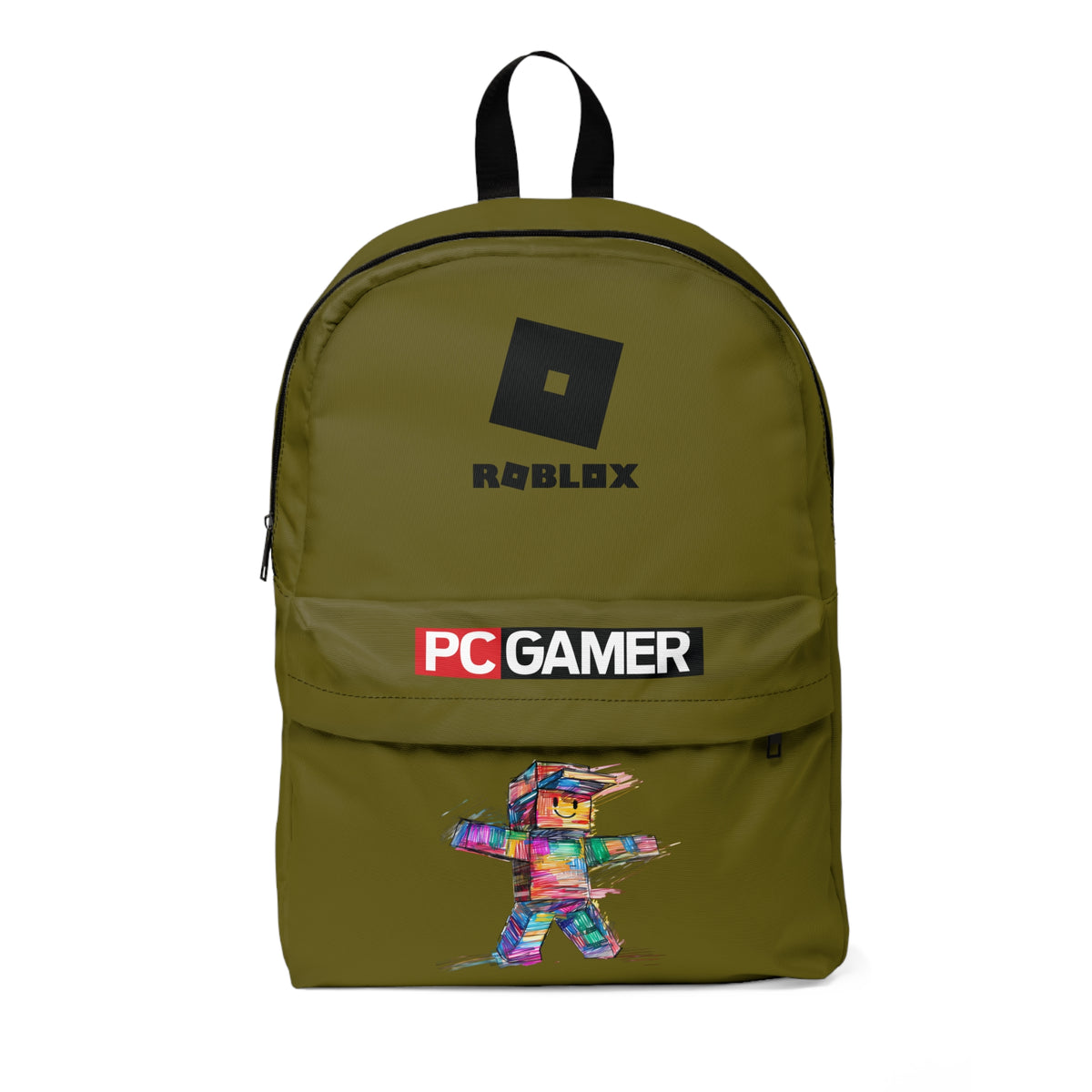 Roblox PC Gamer Backpack — Colorful Pixel (Olive Green)