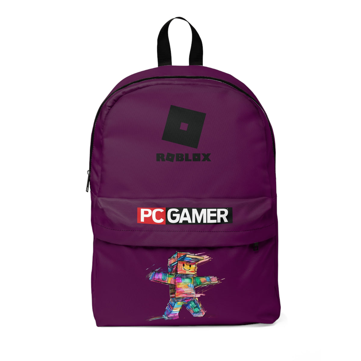 Roblox PC Gamer Backpack — Colorful Pixel (Dark Plum)