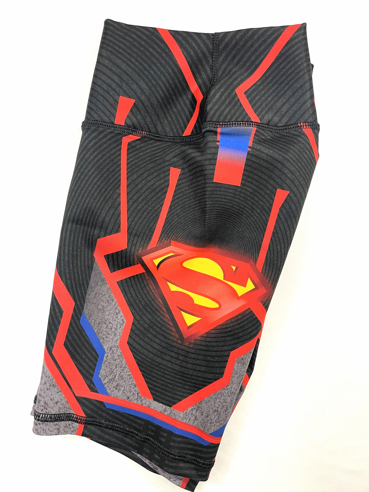 Samuga Style Women's Red Superman Shield Biker Shorts Set, Racerback Crop Top