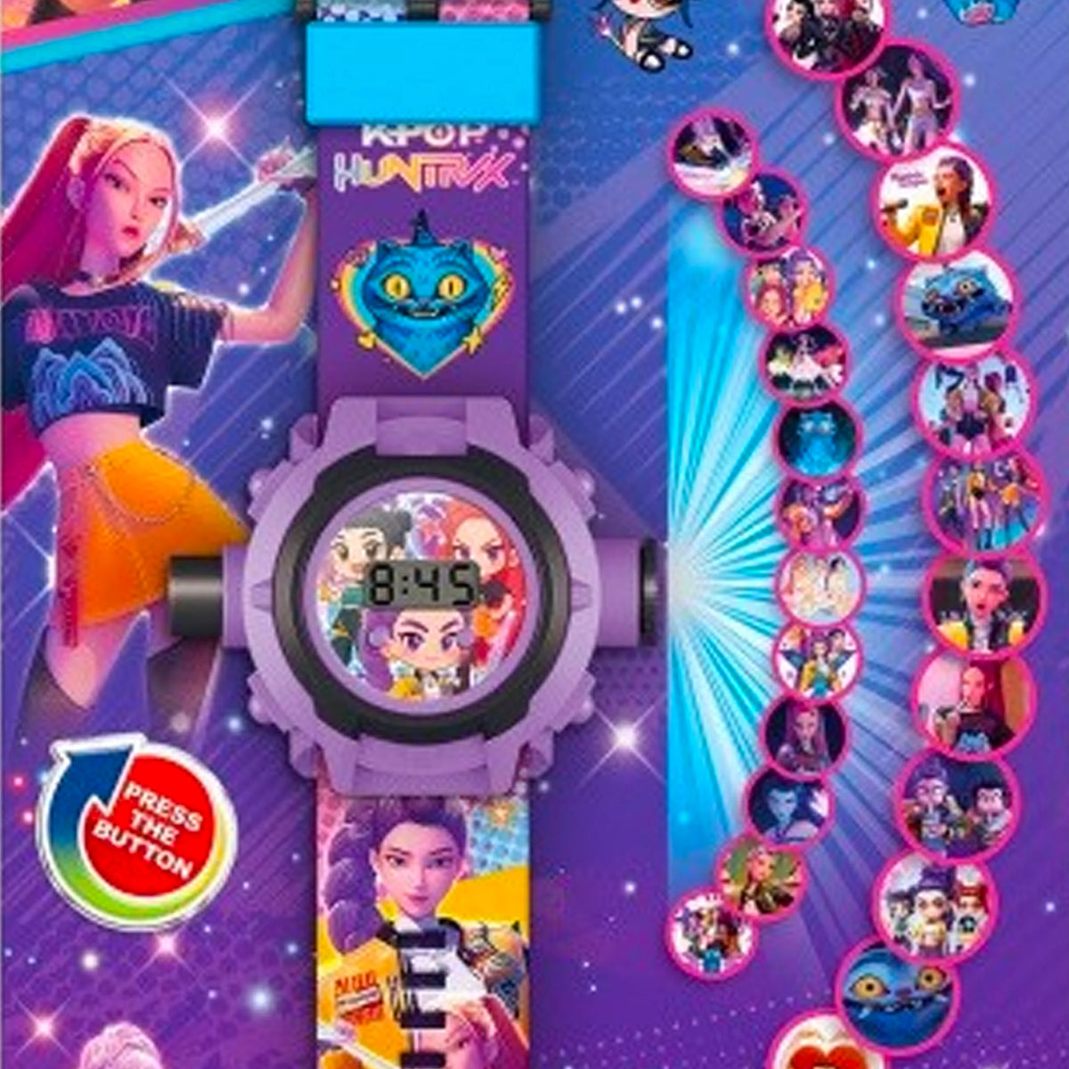 K-Pop Demon Hunters Huntrix Purple LED Projection Watch for Kids