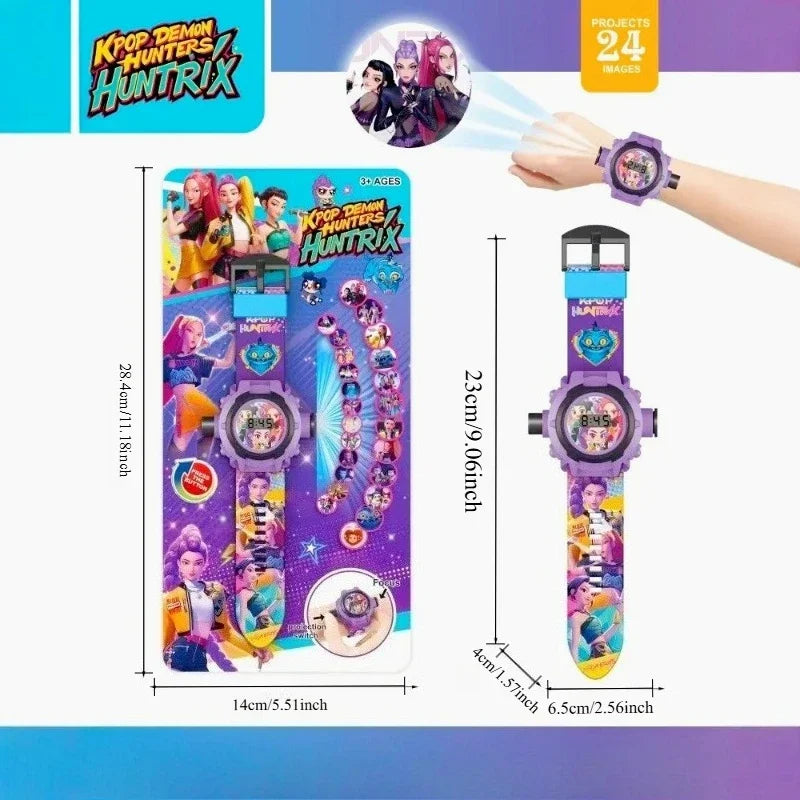 K-Pop Demon Hunters Huntrix Purple LED Projection Watch for Kids