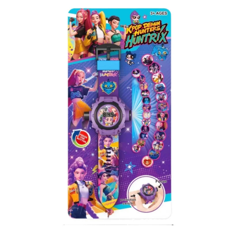 K-Pop Demon Hunters Huntrix Purple LED Projection Watch for Kids