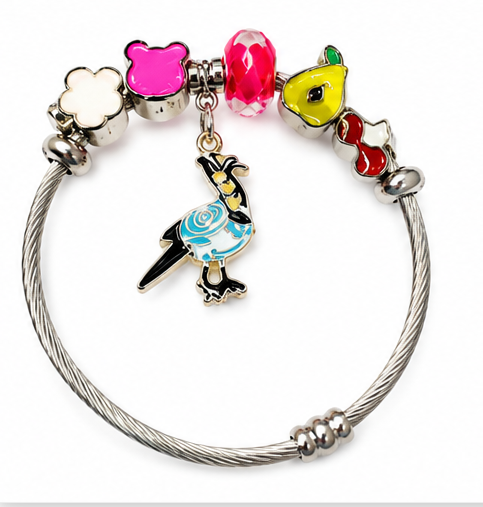 K-Pop Hunter Silver-Tone Charm Bracelet with Purple Sword & KPOP Charms